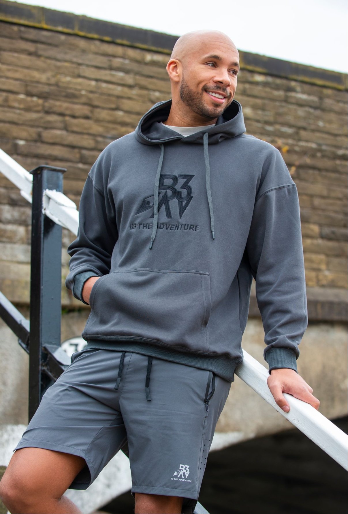 Mens Altitude Hoodie. Grey - Black Logo