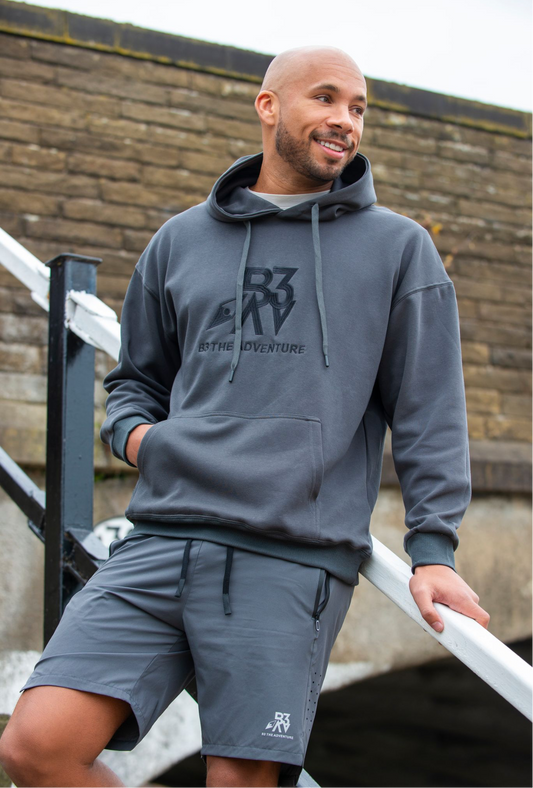 Mens Altitude Hoodie. Grey - Black Logo