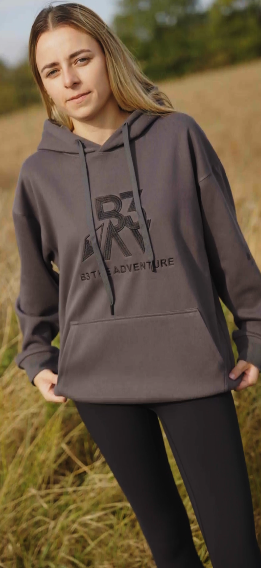 Women's Solace Hoodie. Grey - Black Logo