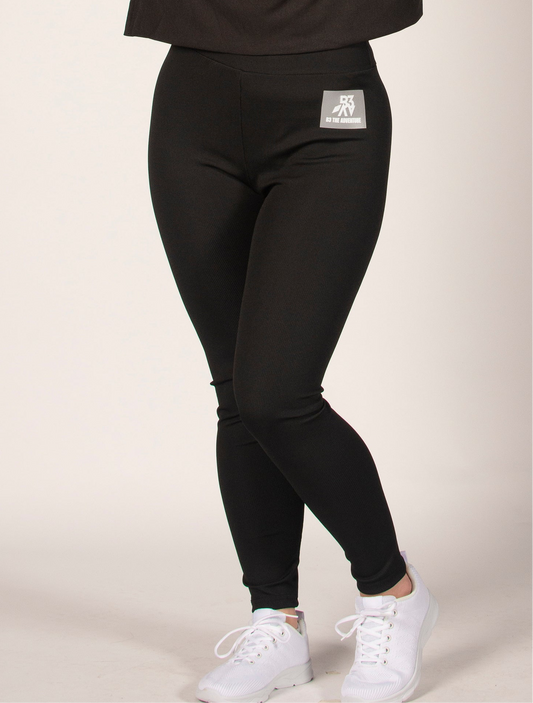 Women's Odyssey Black Ribbed Leggings