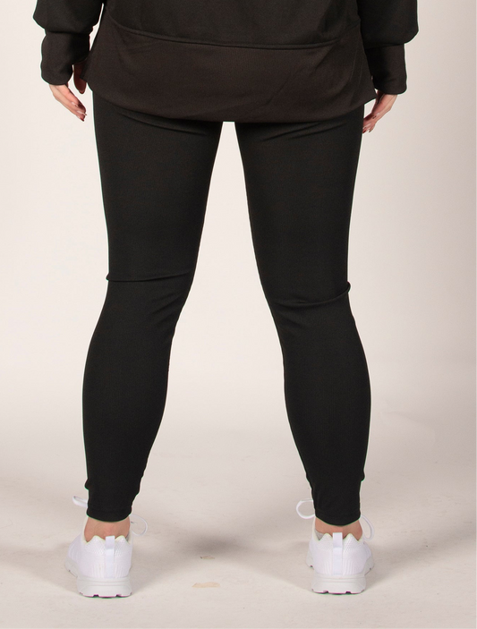 Women's Odyssey Black Ribbed Leggings