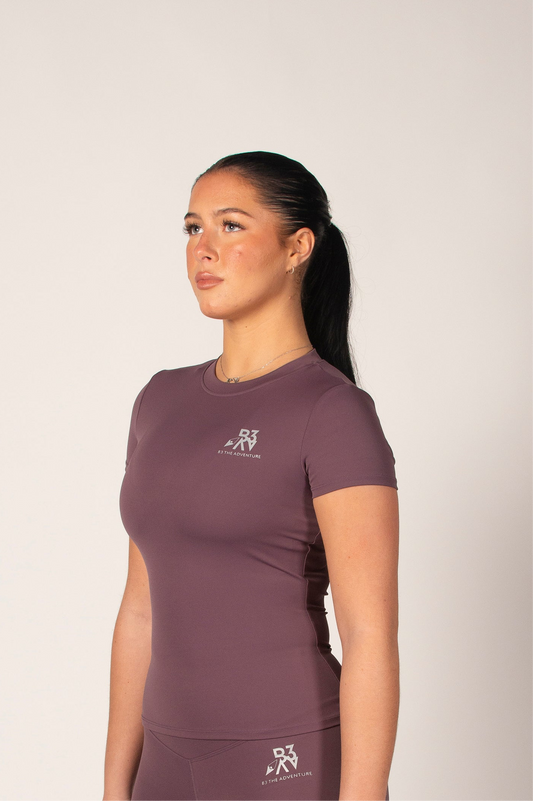 Women's Journey Mauve Gym Yoga Short Sleeve Top