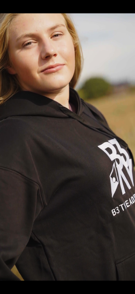 Women's Solace Hoodie. Black - White Logo