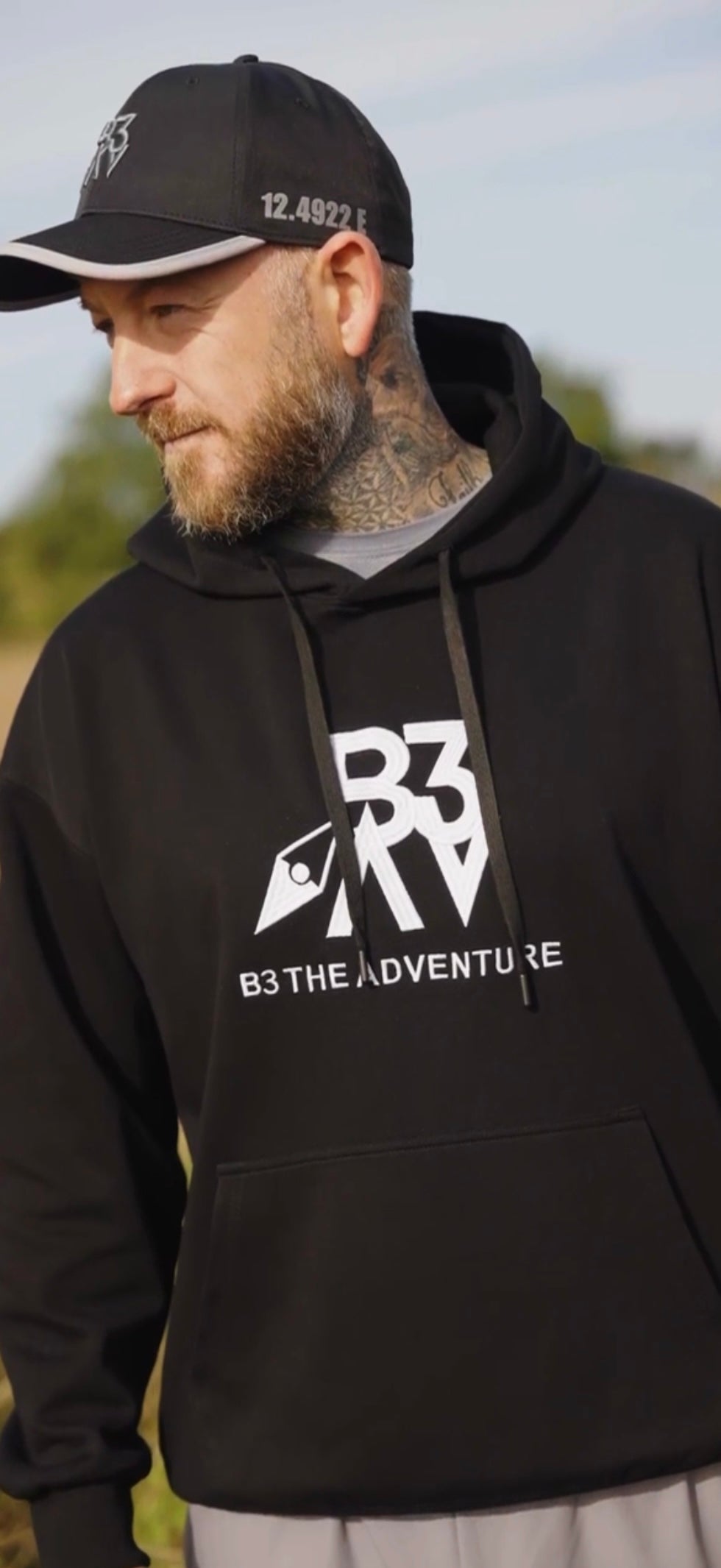 Mens Altitude Hoodie. Black - White Logo