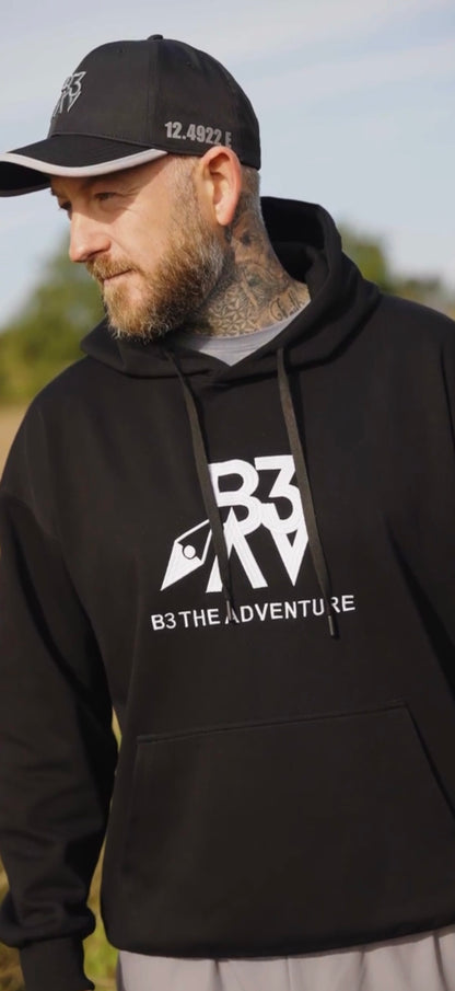 Mens Altitude Hoodie. Black - White Logo