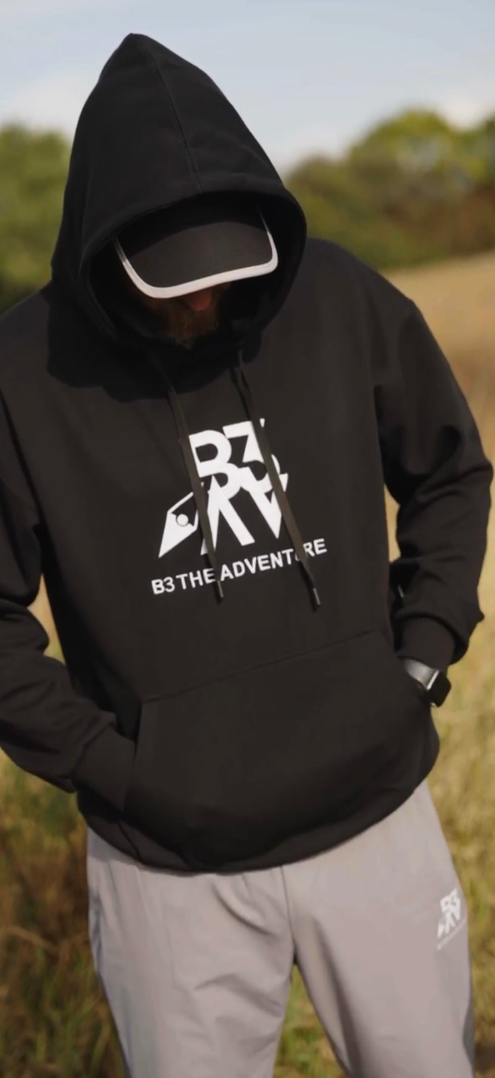 Mens Altitude Hoodie. Black - White Logo