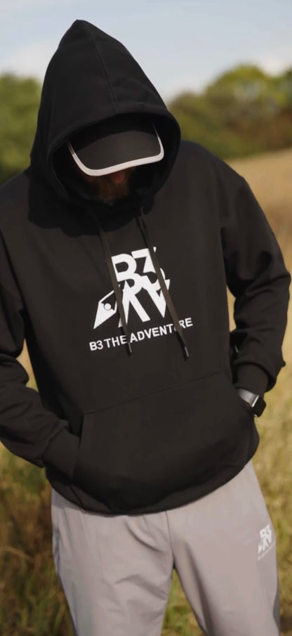 Mens Altitude Hoodie. Black - White Logo