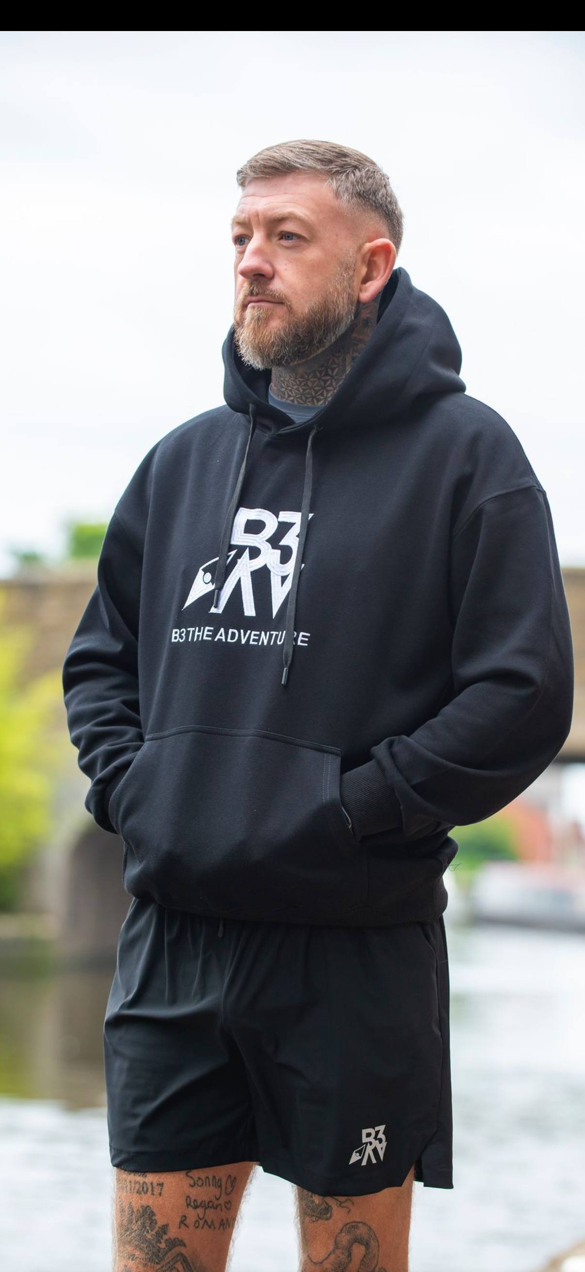 Men's Altitude Hoodie. Black - White Logo