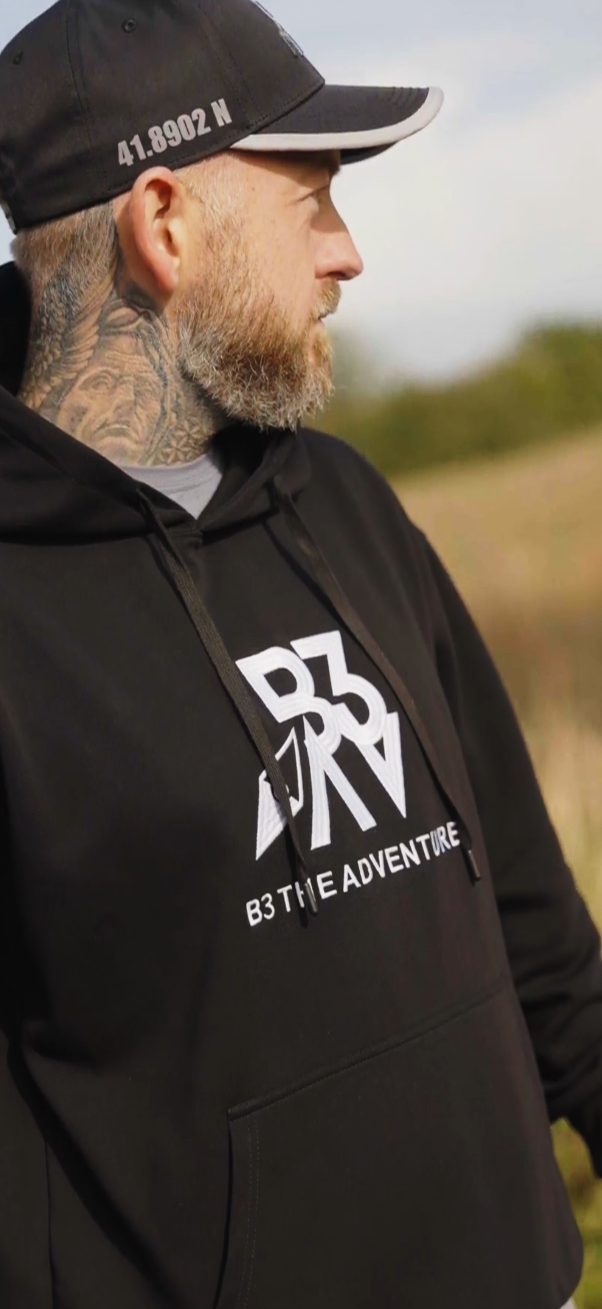 Mens Altitude Hoodie. Black - White Logo