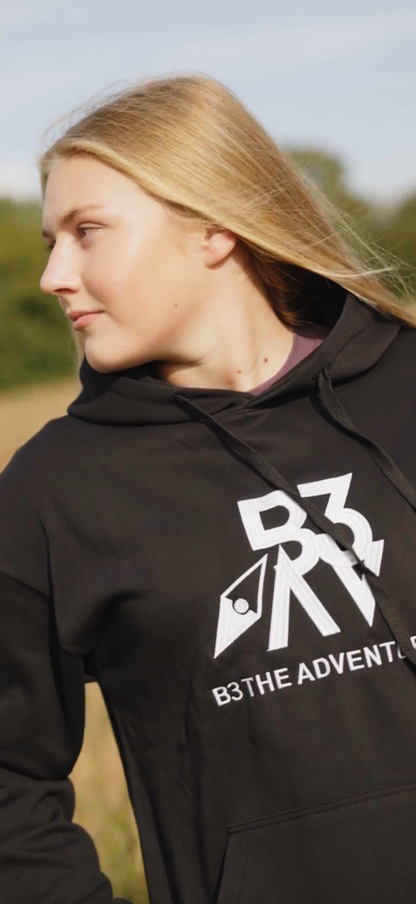 Women's Solace Hoodie. Black - White Logo