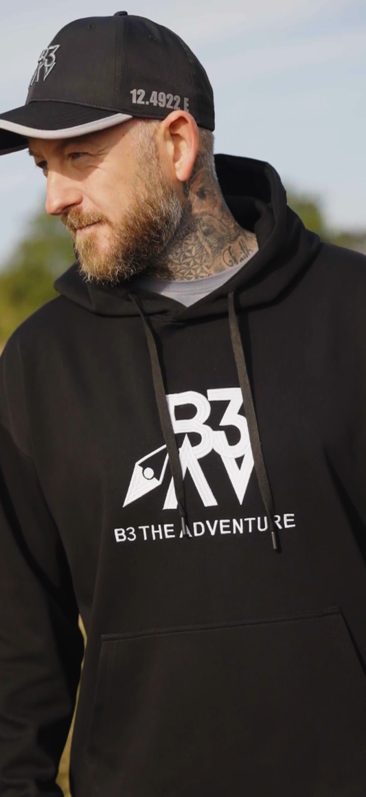 Mens Altitude Hoodie. Black - White Logo