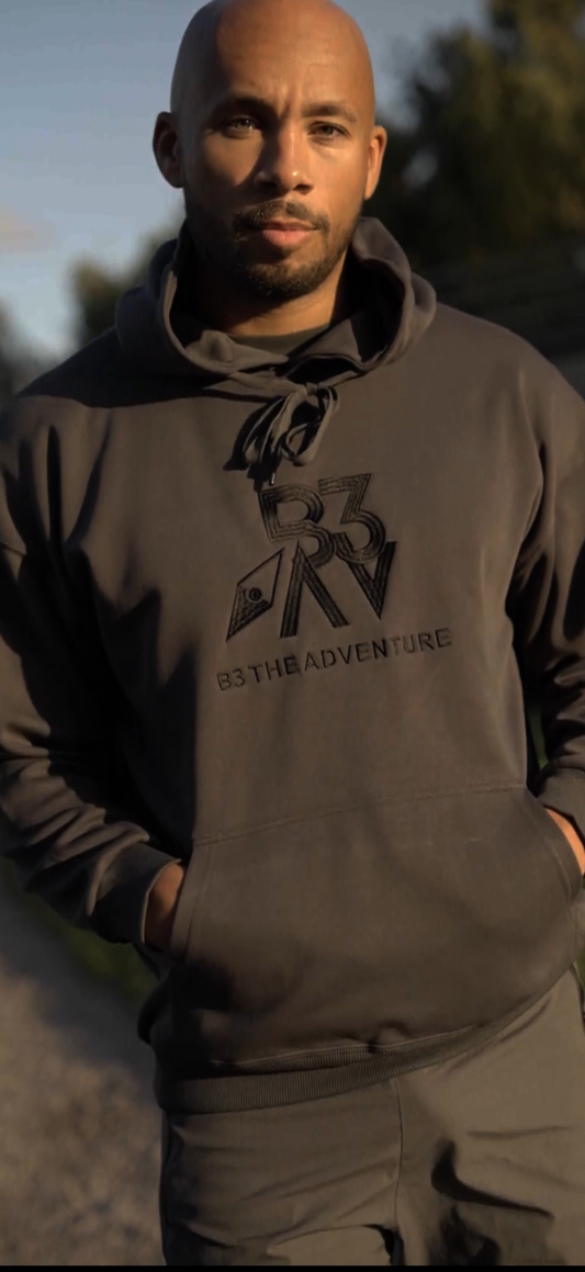 Mens Altitude Hoodie. Grey - Black Logo