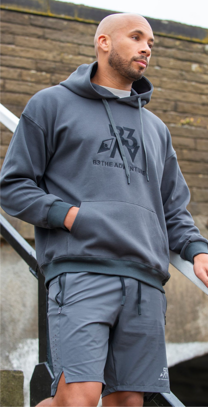 Mens Altitude Hoodie. Grey - Black Logo