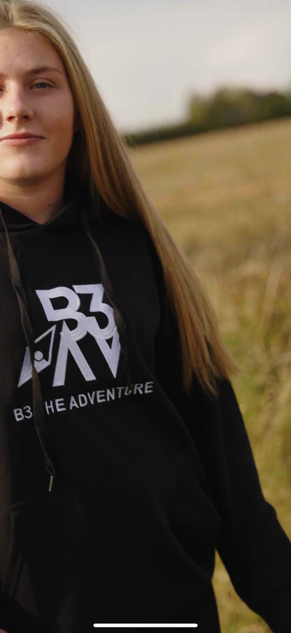 Women's Solace Hoodie. Black - White Logo