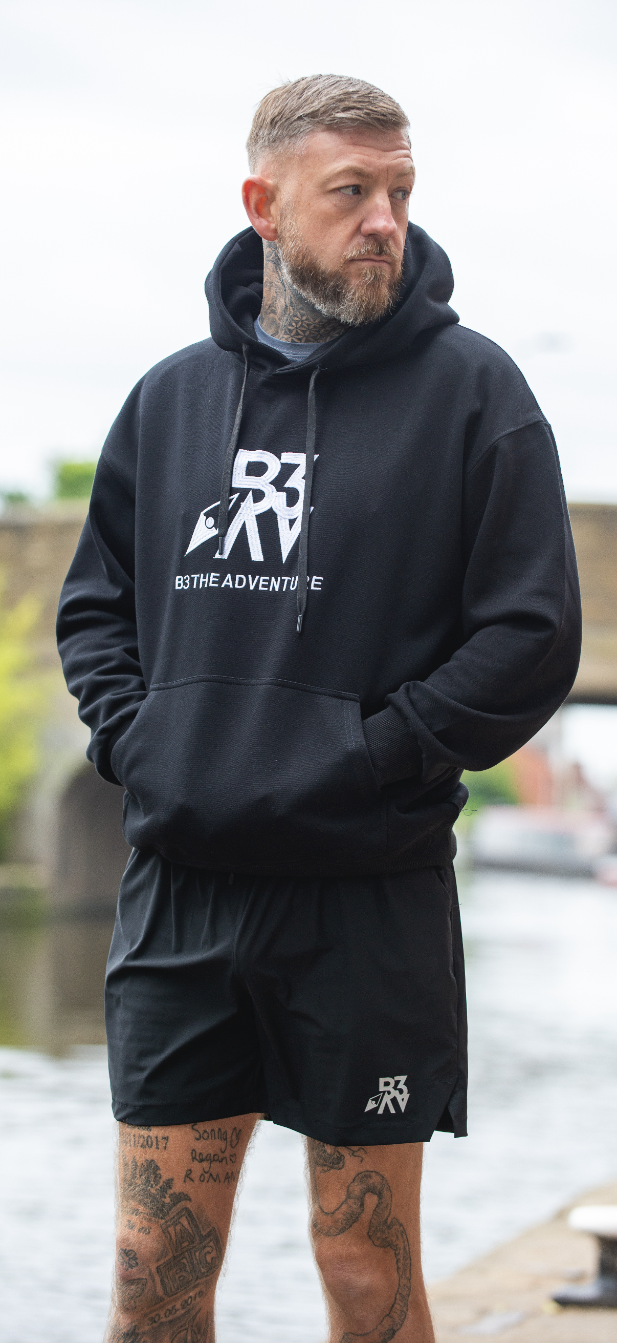 Men's Altitude Hoodie. Black - White Logo