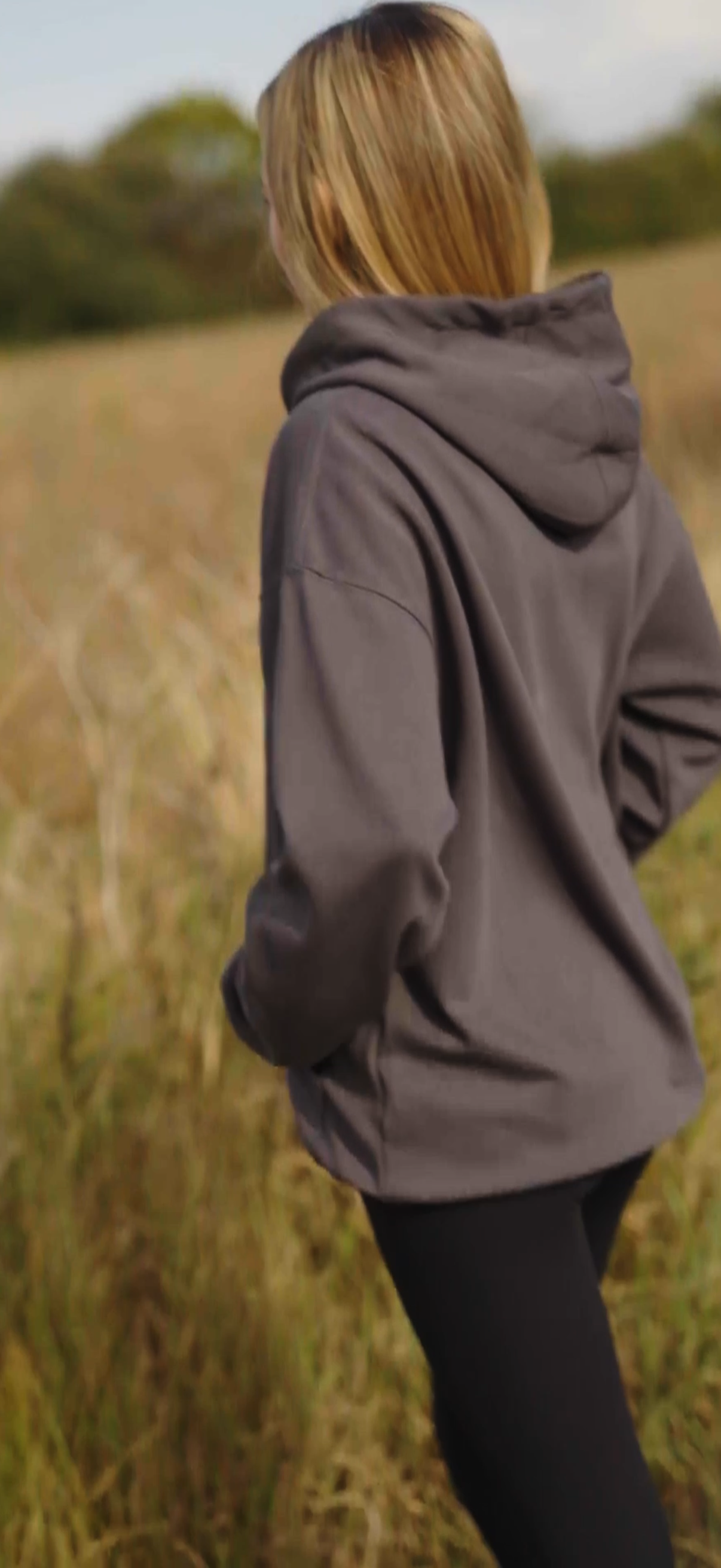 Women's Solace Hoodie. Grey - Black Logo