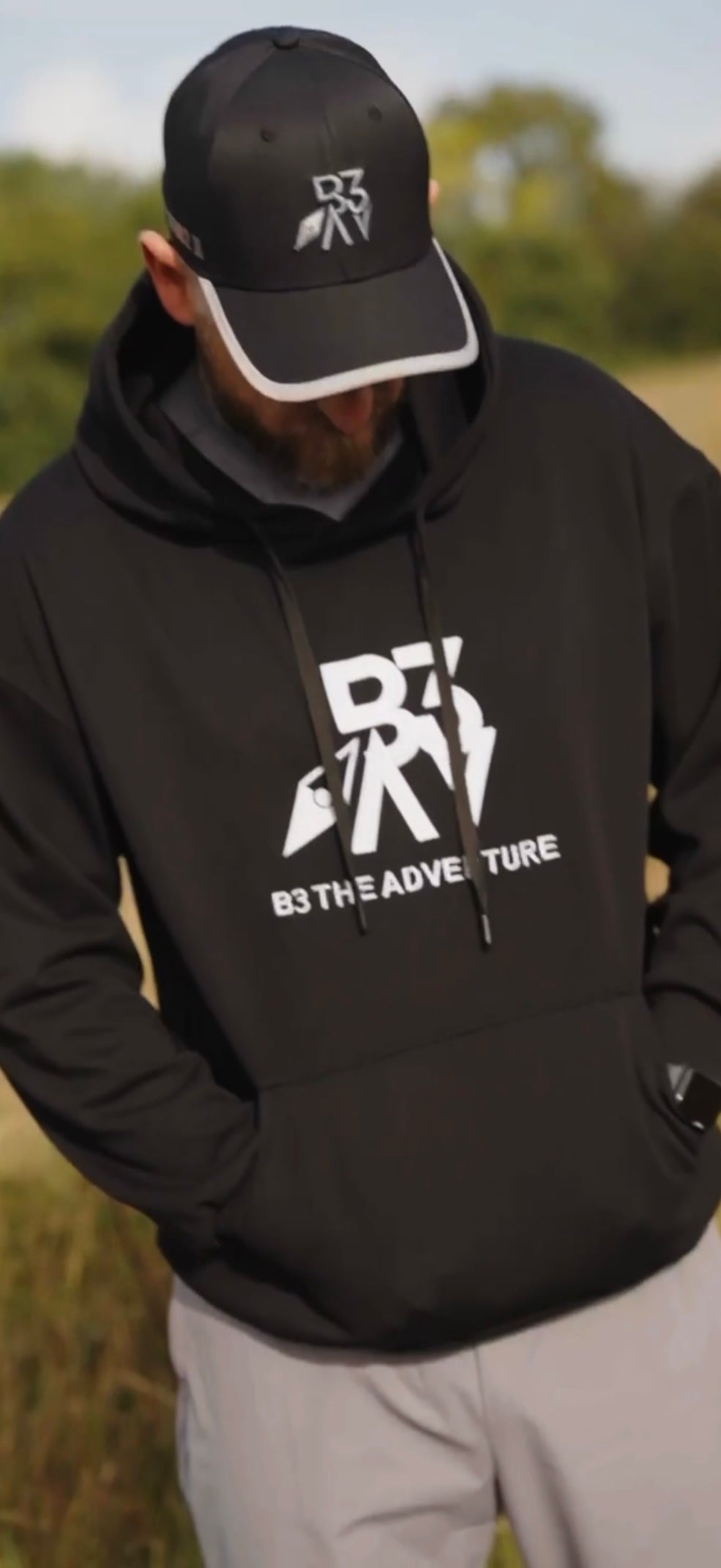 Mens Altitude Hoodie. Black - White Logo