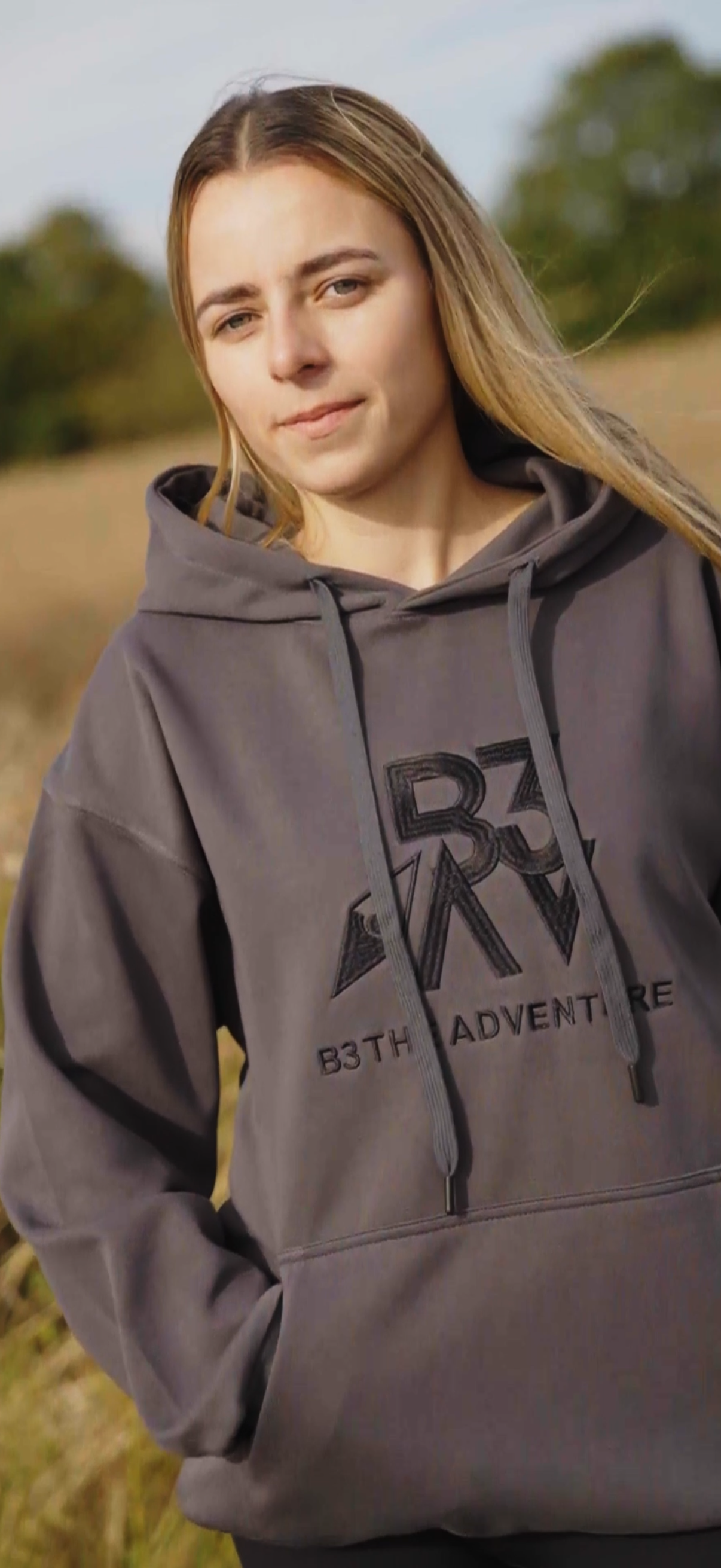 Women's Solace Hoodie. Grey - Black Logo