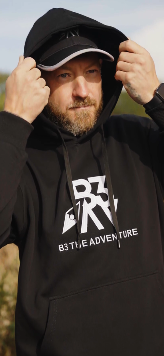 Mens Altitude Hoodie. Black - White Logo